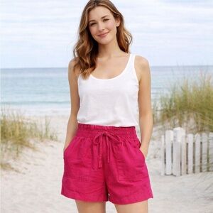 Aquamar Pink Linen High Rise Shorts Drawstring Beach Boho Balletcore XS Coastal